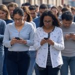 a group of people looking at their phones